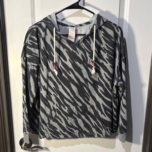 Secret Treasures Gray & Black Zebra Hooded Pullover
